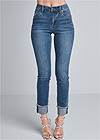 Waist down front view Rhinstone Cuffed Jeans