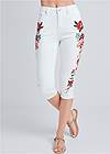 Waist down front view Floral Embroidered Capris
