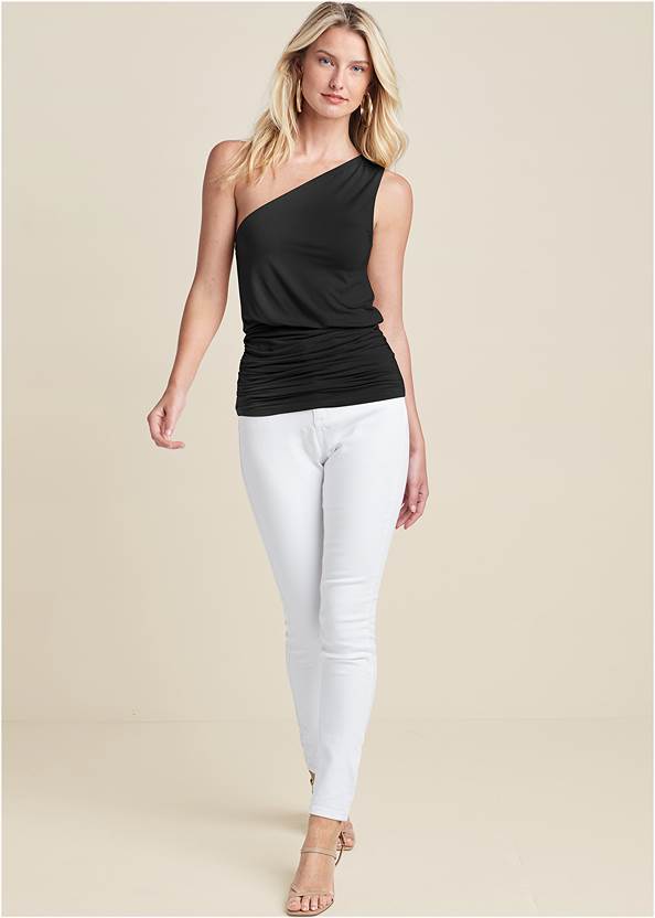 Alternate View One-Shoulder Ruched Top