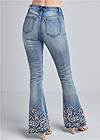 Waist down back view Floral Embroidered Bootcut Jeans With Scalloped Edge