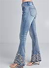 Waist down side view Floral Embroidered Bootcut Jeans With Scalloped Edge