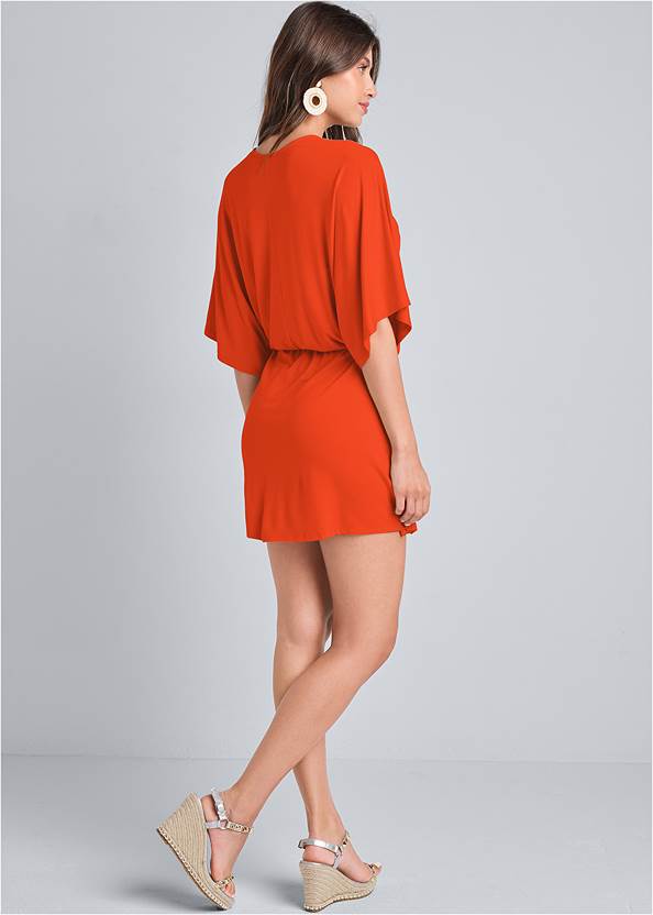 Full back view Knot Front Casual Dress