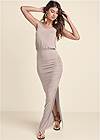 Full front view Ruched Maxi Dress
