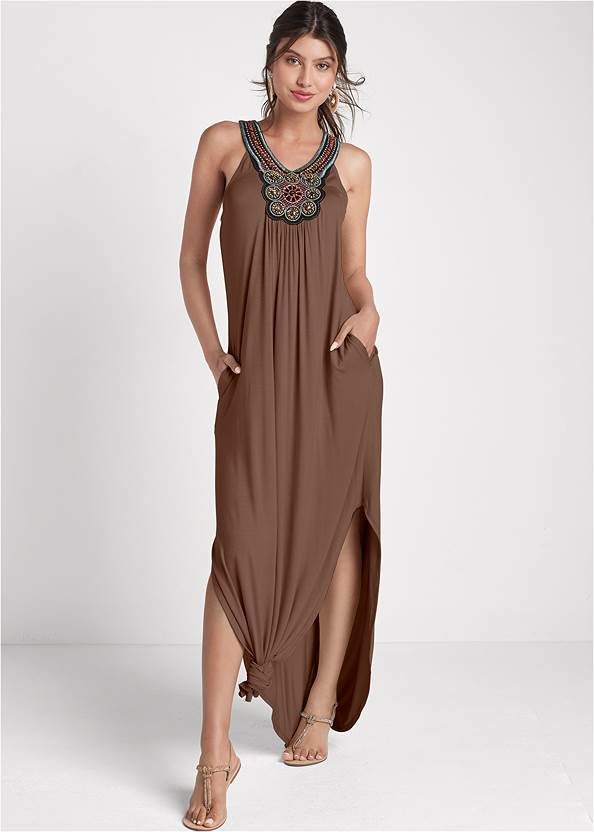 Full front view Beaded Detail Maxi Dress