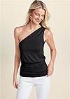 Cropped front view One-Shoulder Ruched Top