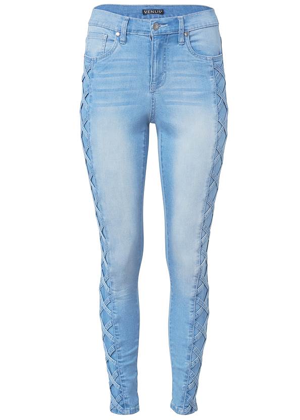 Alternate View Lattice Detail Skinny Jeans