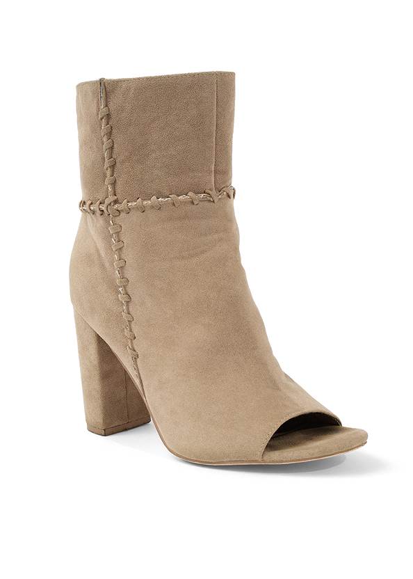 Shoe series 40° view Whipstitch Peep Toe Booties