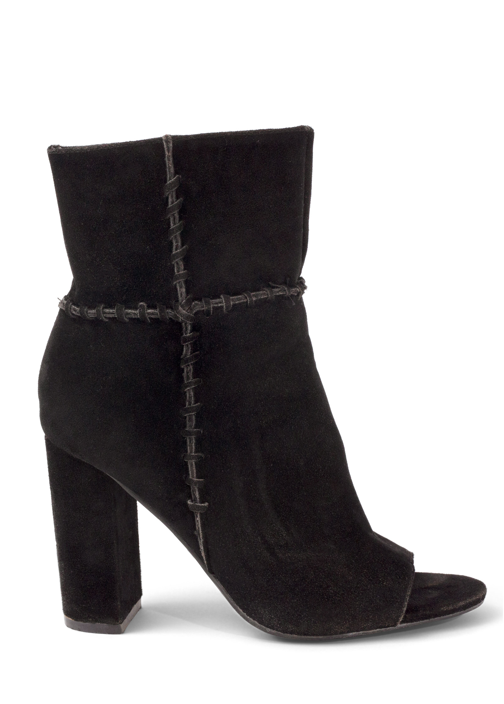 Black suede store open toe booties