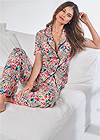 Cropped front view Notch Collar Pajama Set