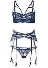 Ghost with background  view Lace Bra, Thong And Garter Set