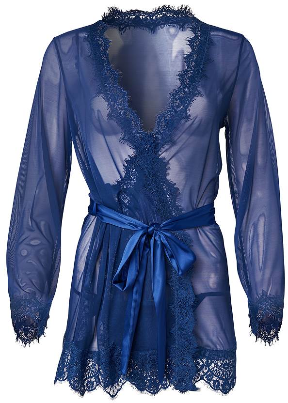Sheer Robe With Lace Trim,Pearl By Venus® Strappy Plunge Bra, Any 2 For $75