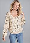 Cropped Front View Eyelet Boho Top
