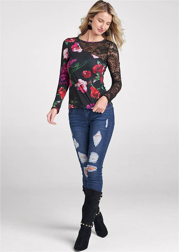 Full Front View Floral Lace Top