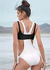 Cropped back view Sports Illustrated Swim™ Sporty High Neck Monokini
