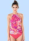 Detail front view Ruched Side Halter Tankini Top