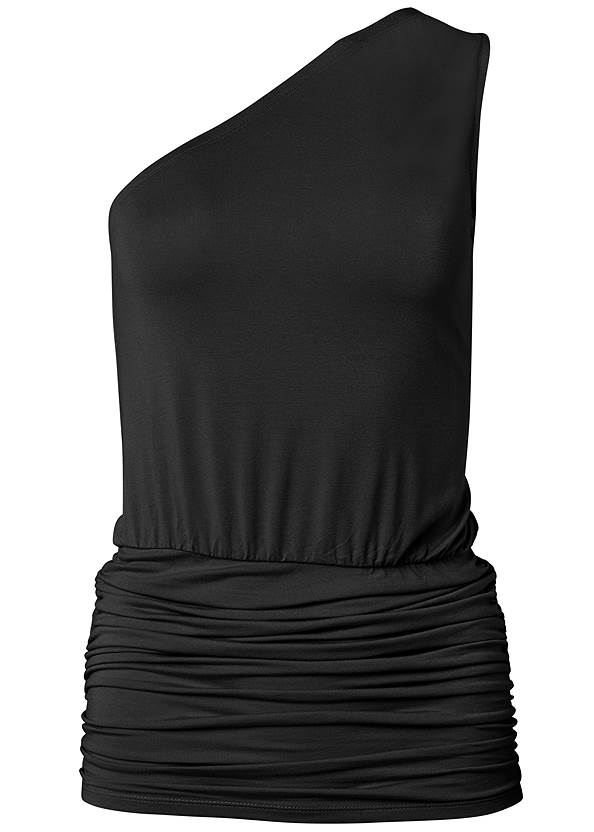 Full back view One-Shoulder Ruched Top