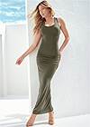 Front View Ruched Tank Maxi Dress