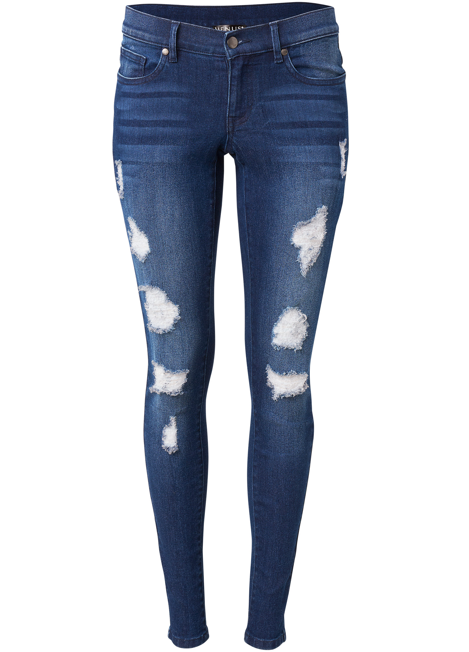 Dark wash best sale ripped skinny jeans