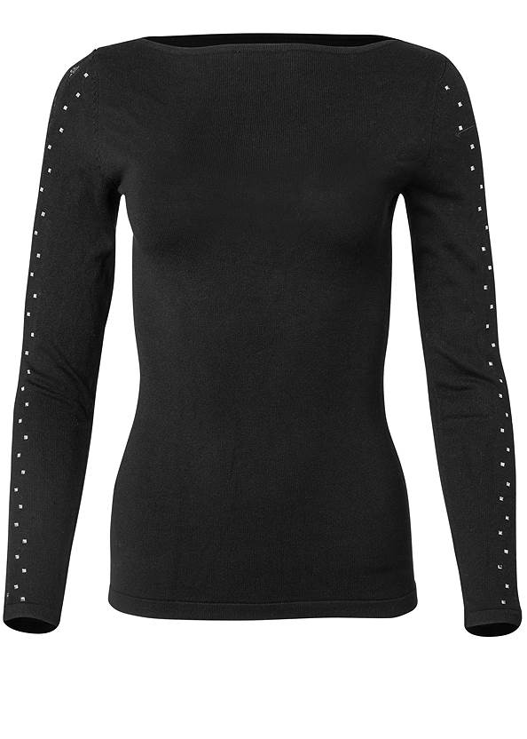 Alternate View Embellished Lace Sleeve Sweater