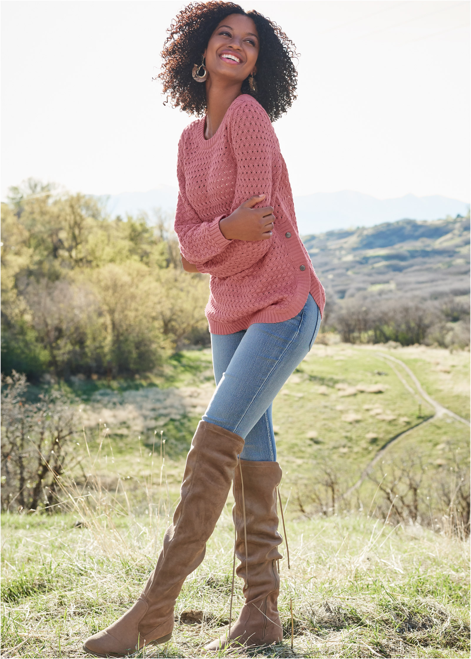 Taupe over the store knee boots