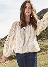 Cropped Front View Eyelet Boho Top