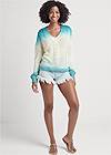 Full front view Ombre Cable Knit Sweater