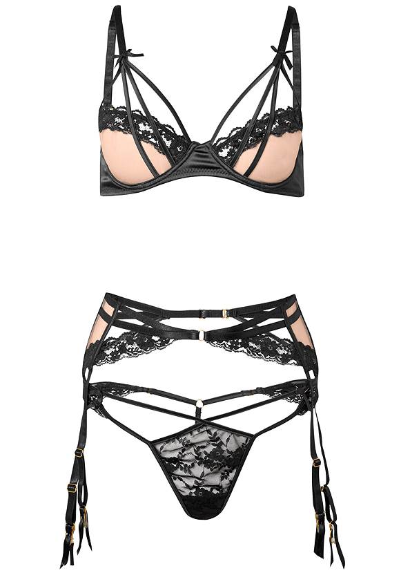 Alternate View Embroidered Set With Garter