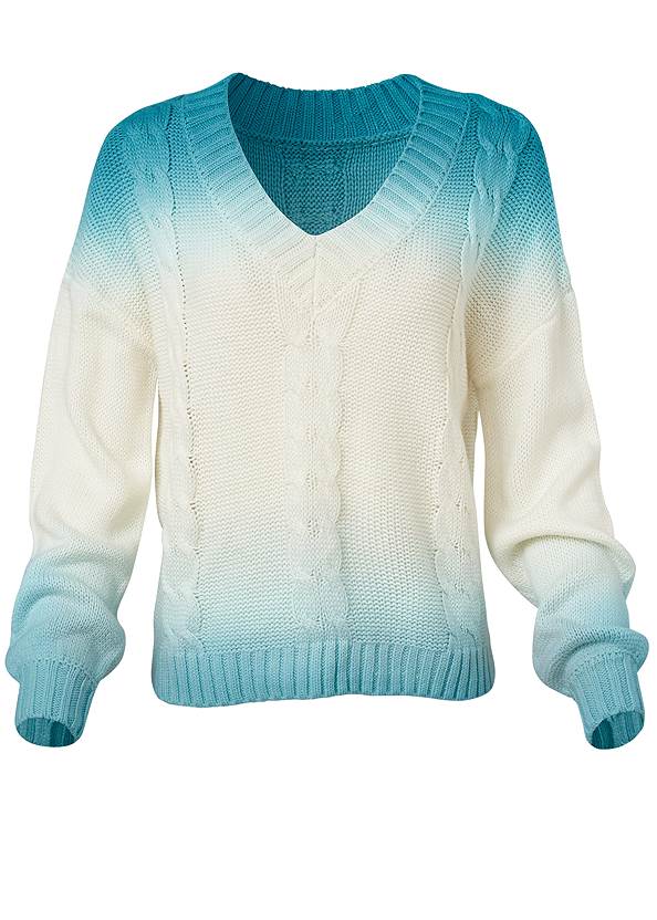 Ghost with background  view Ombre Cable Knit Sweater