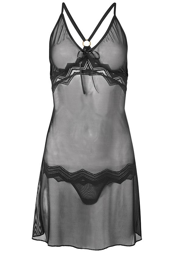 Ghost with background  view Sheer Babydoll With Lace