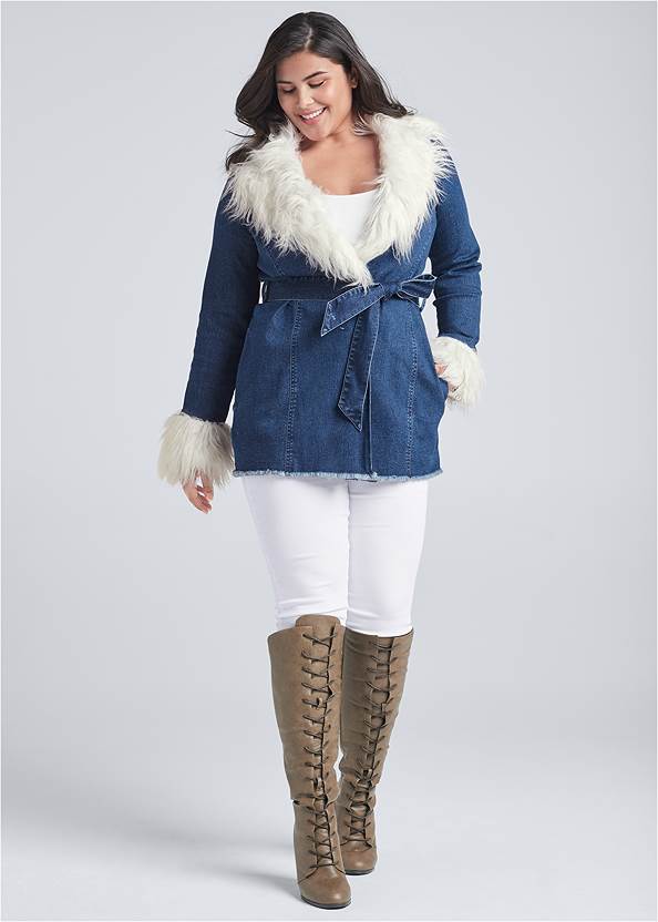 Alternate View Denim And Faux-Fur Trench