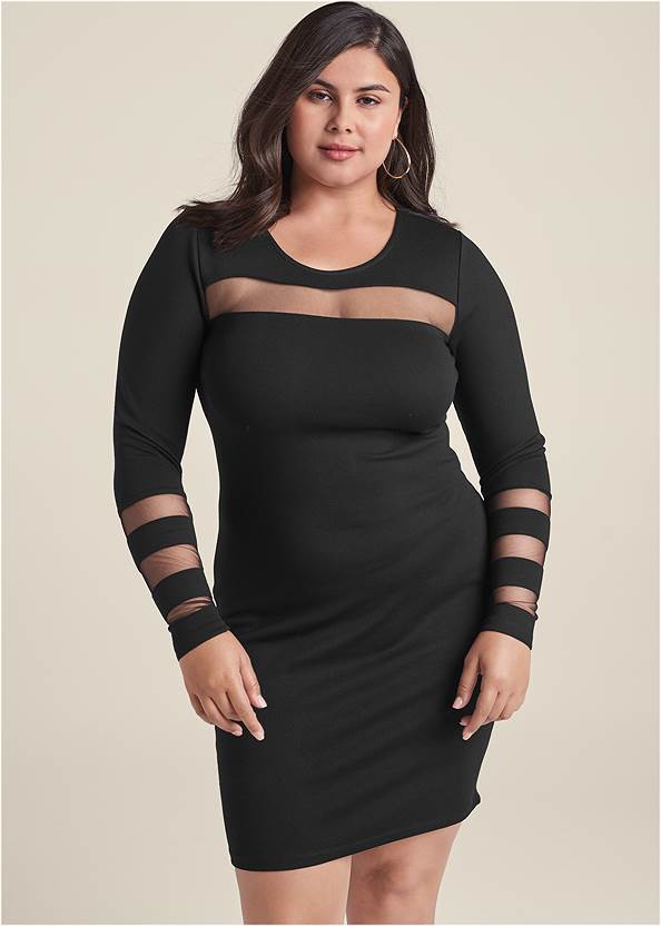 Mesh Detail Bodycon Dress,Sexy Ankle Strap Heels,Pearl By Venus® Strapless Bra, Any 2 For $75