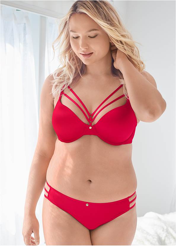 Front View Pearl By Venus® Strappy Plunge Bra, Any 2/$69