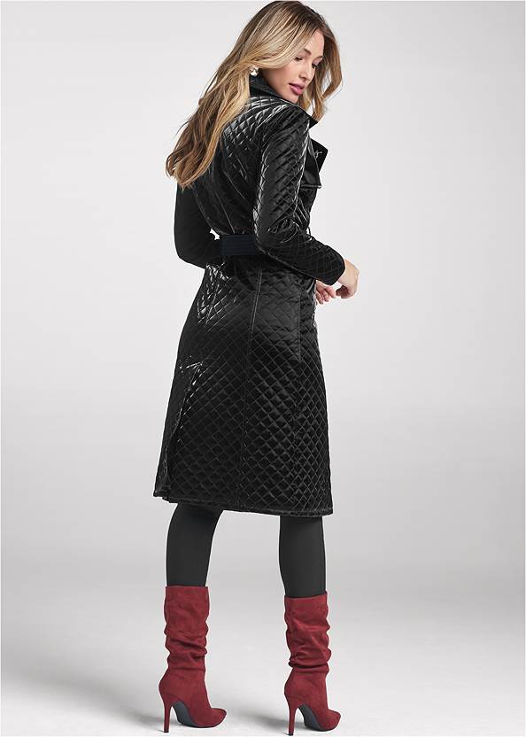 Full back view Quilted Buckle Detail Coat