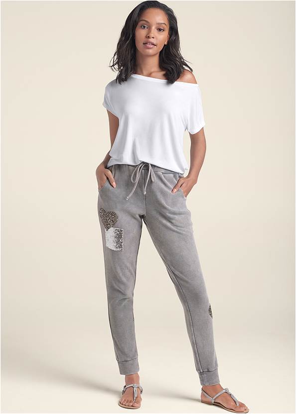 Textured Sparkle Joggers,Casual Tee,Textured Sparkle Top