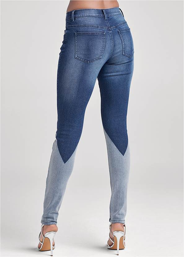 Cropped Back View Laser Print Skinny Jeans