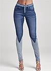 Cropped Front View Laser Print Skinny Jeans