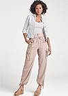 Full Front View High Rise Linen Cargo Pants