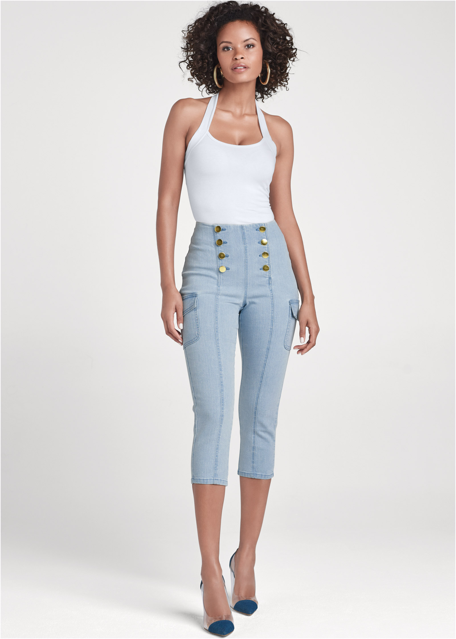 high rise jean capris