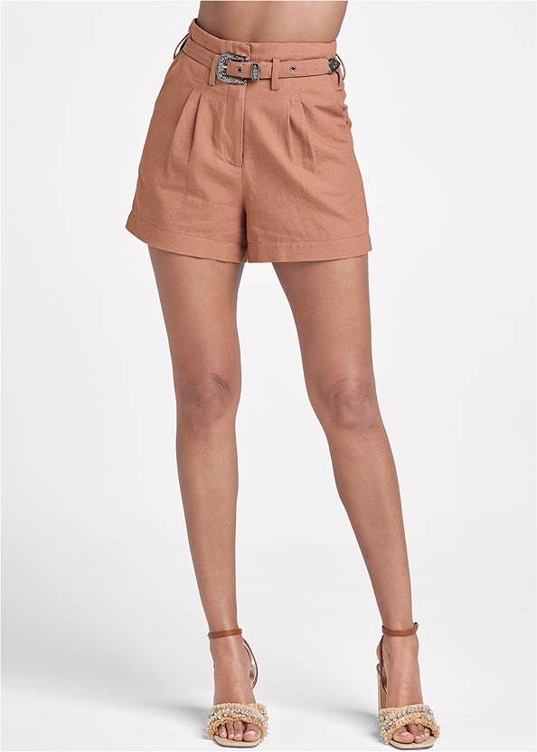 Alternate View Linen Shorts With Belt