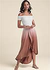 Front View Off-The-Shoulder Ombre Dress