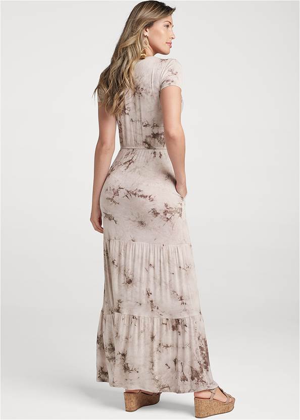 Back View Tie-Dye Tiered Maxi Dress