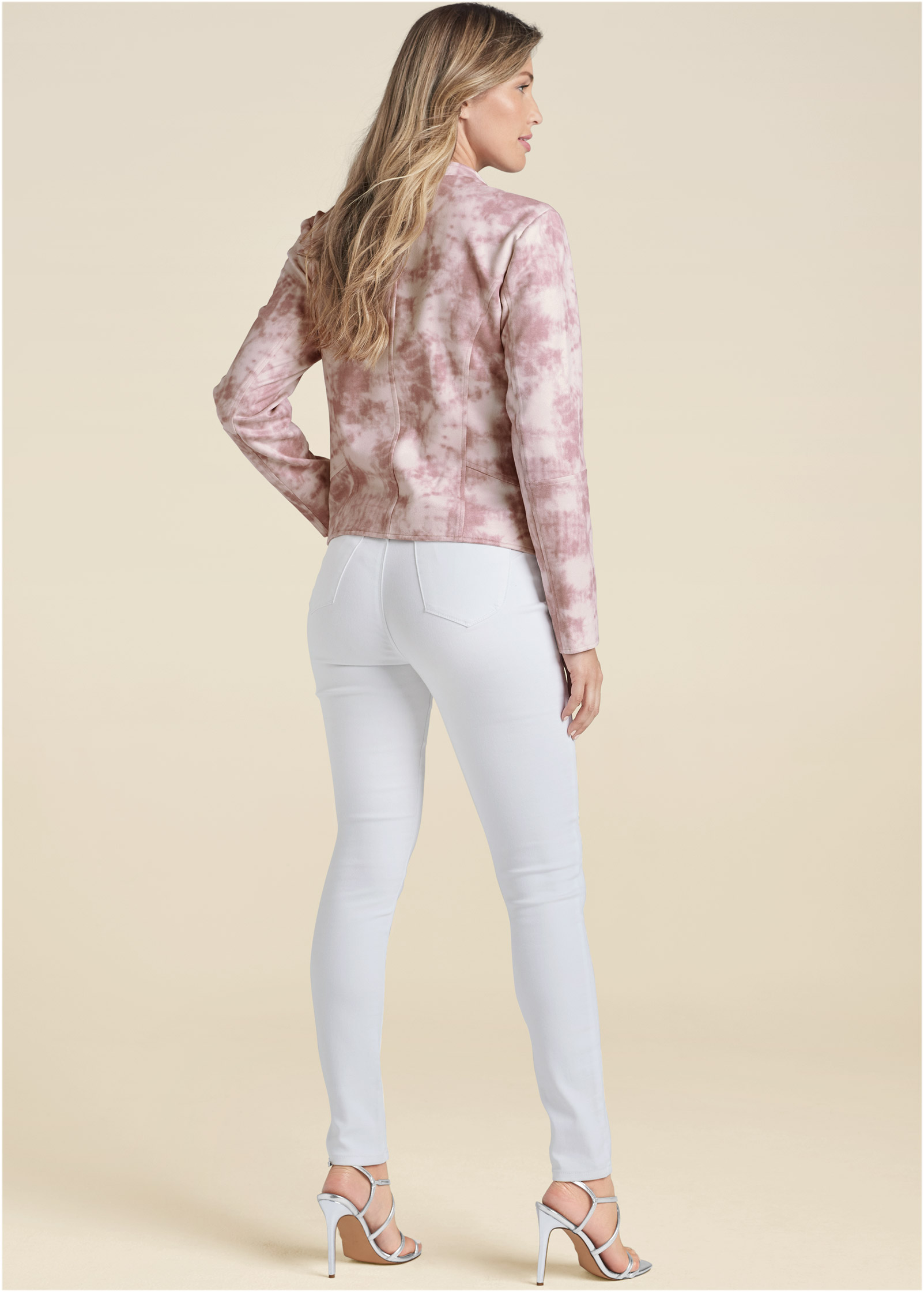 TIE DYE FAUX SUEDE JACKET in Pink Multi | VENUS