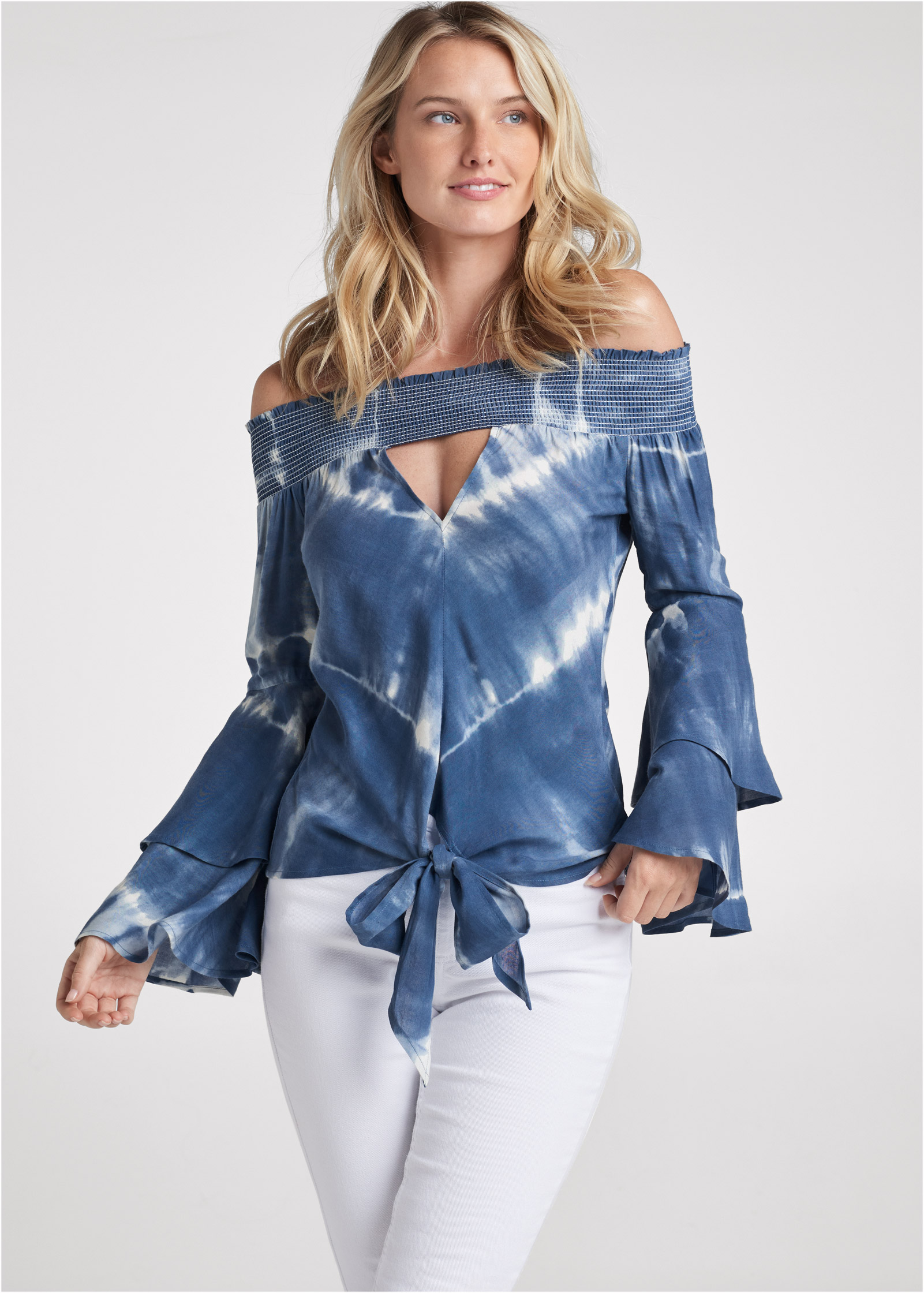 Off shoulder tie dye top hot sale