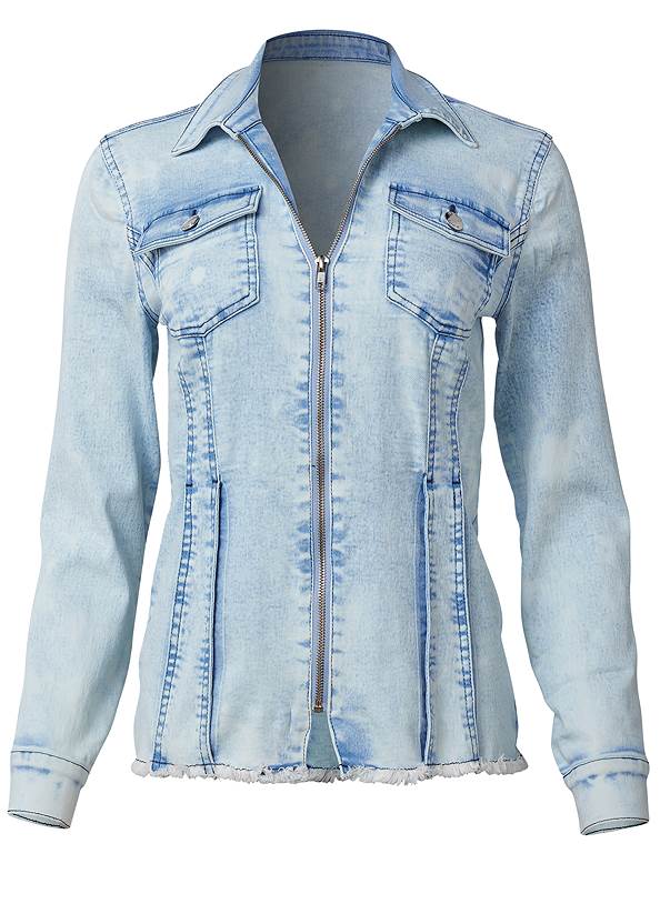 Alternate View Lace-Up Back Denim Top