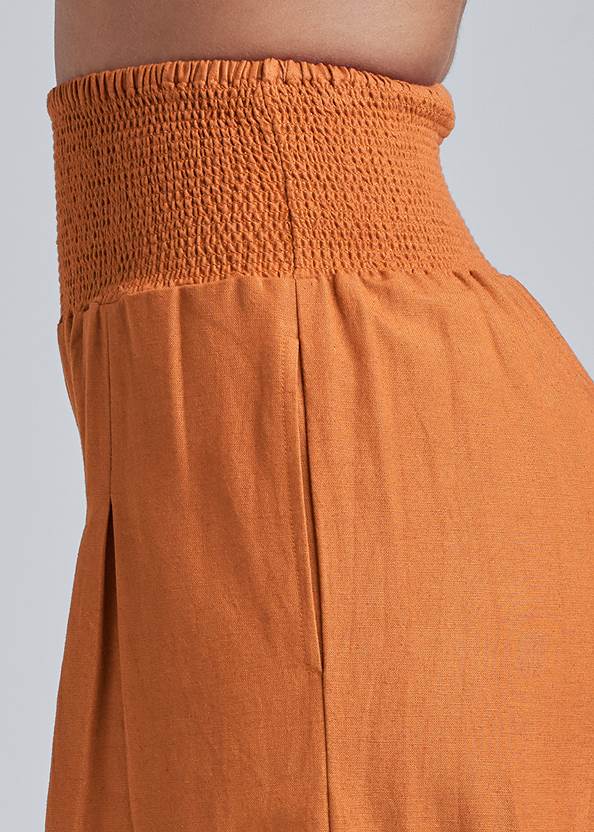 orange smocked waist pants