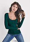 Cropped front view Ribbed Casual Top