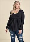 Front View High-Low Ribbed Casual Top