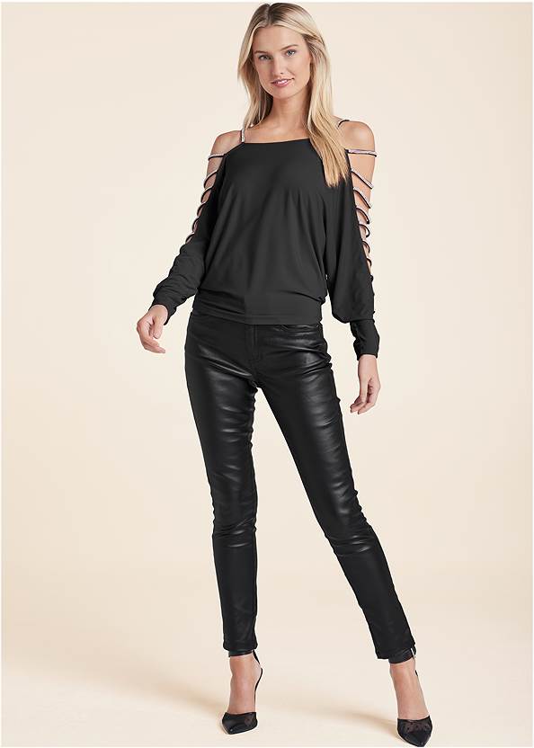 Full Front View Rhinestone Sleeve Top