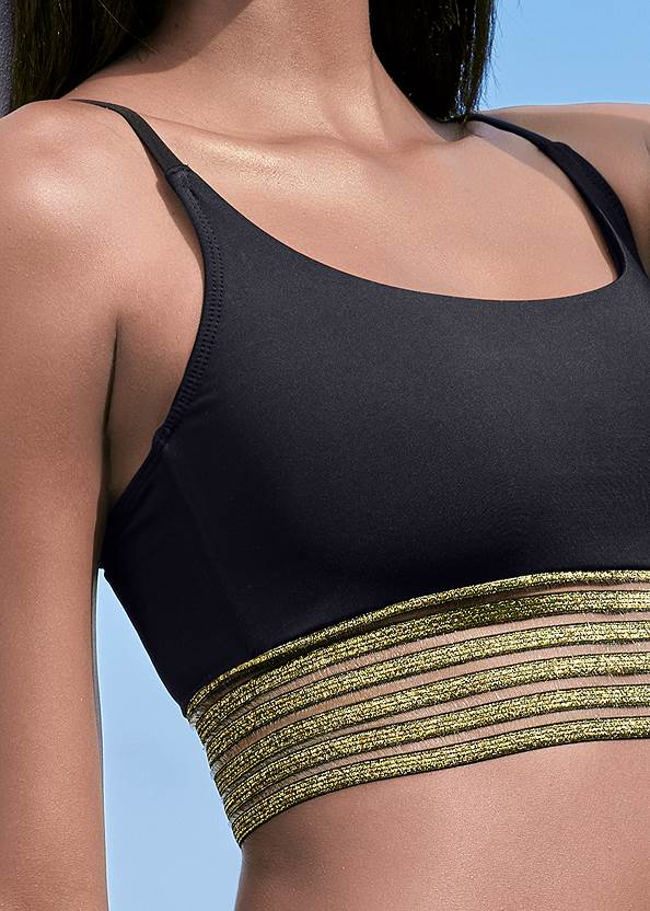 Detail front view Glitter Elastic Crop Top