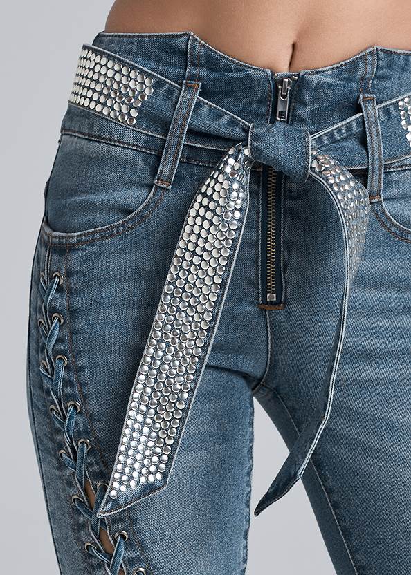 Alternate View Lace-Up Tie Belt Jean Capris